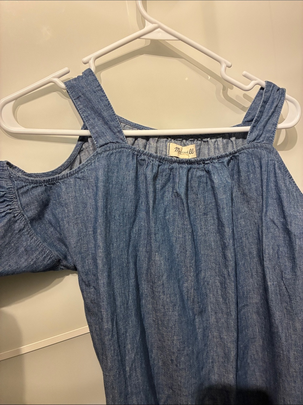 Madewell Denim Cold-Shoulder Dress - Blue